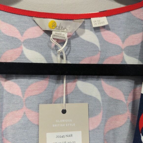 NWT Boden Womens Elodie Wrap Top Size 20/22 Navy Red Stretch Casual LS Viscose - Picture 3 of 12